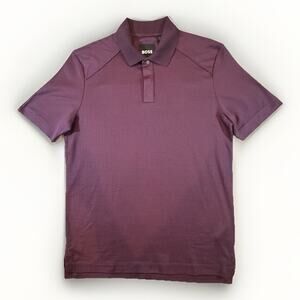 Boss Men’s Maroon Short Sleeve Textured Polo Size M
